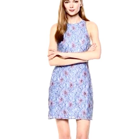#D1 Avec Les Filles Floral Lace Sleeveless Shift Dress - Picture 4 of 7